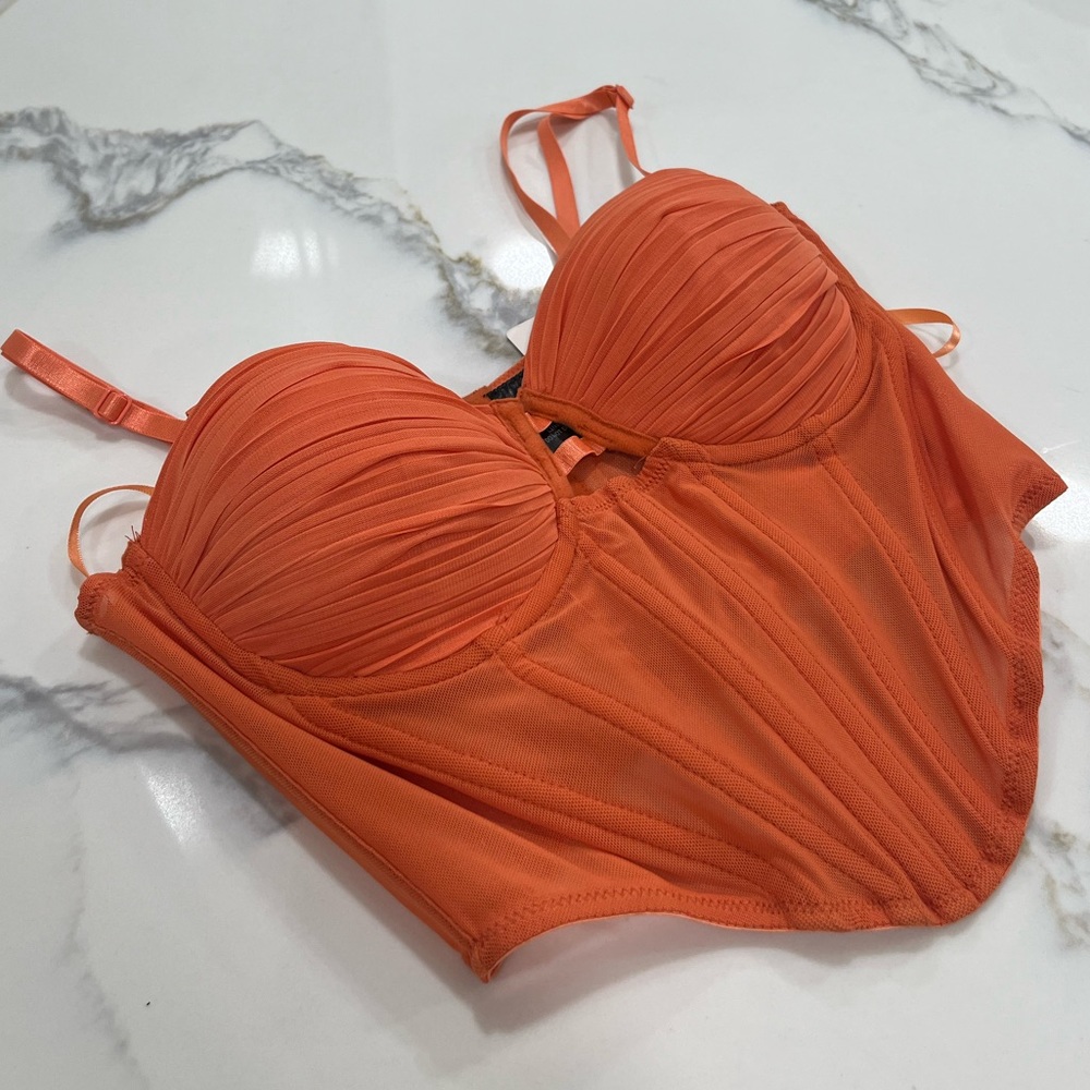 Peach Mesh Top